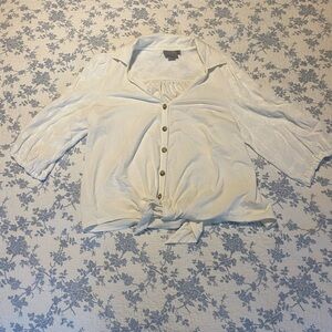 Vanessa Virginia Lenora White Tie Front Boho Blouse Size Large